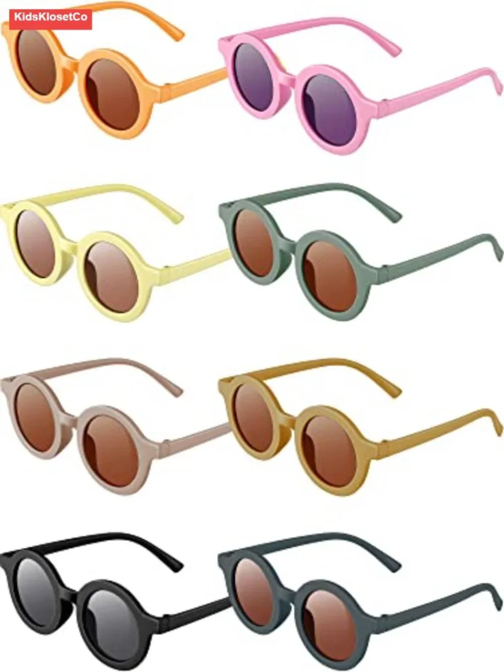 8 Pack Round Polarized Sunglasses for Kids Toddler Party Beach